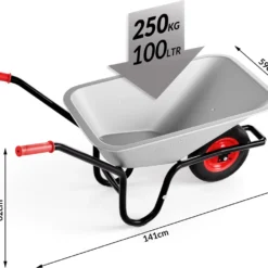 Gardebruk Kruiwagen 100L - Luchtband - 250kg Draagkracht Zilver -Planten Zorg Verkoop 1200x1007