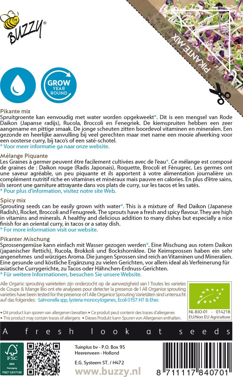 Buzzy® Organic Sprouting Salademengsel Pikant (BIO) 1 Buzzy® Organic Sprouting Salademengsel Pikant (BIO)