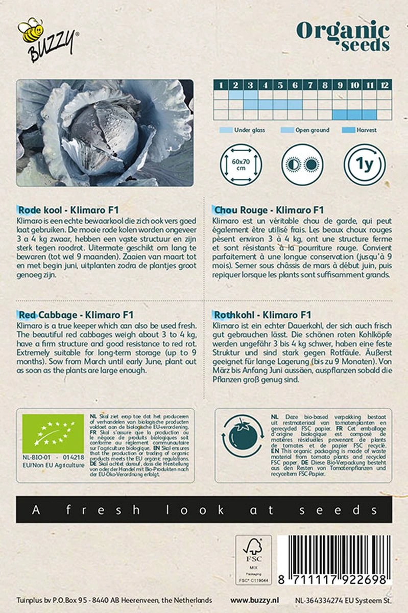Buzzy® Organic Rode Kool Klimaro F1 (BIO) - Biologisch Groentezaad 2 Buzzy® Organic Rode Kool Klimaro F1 (BIO) - Biologisch Groentezaad - Afbeelding 2