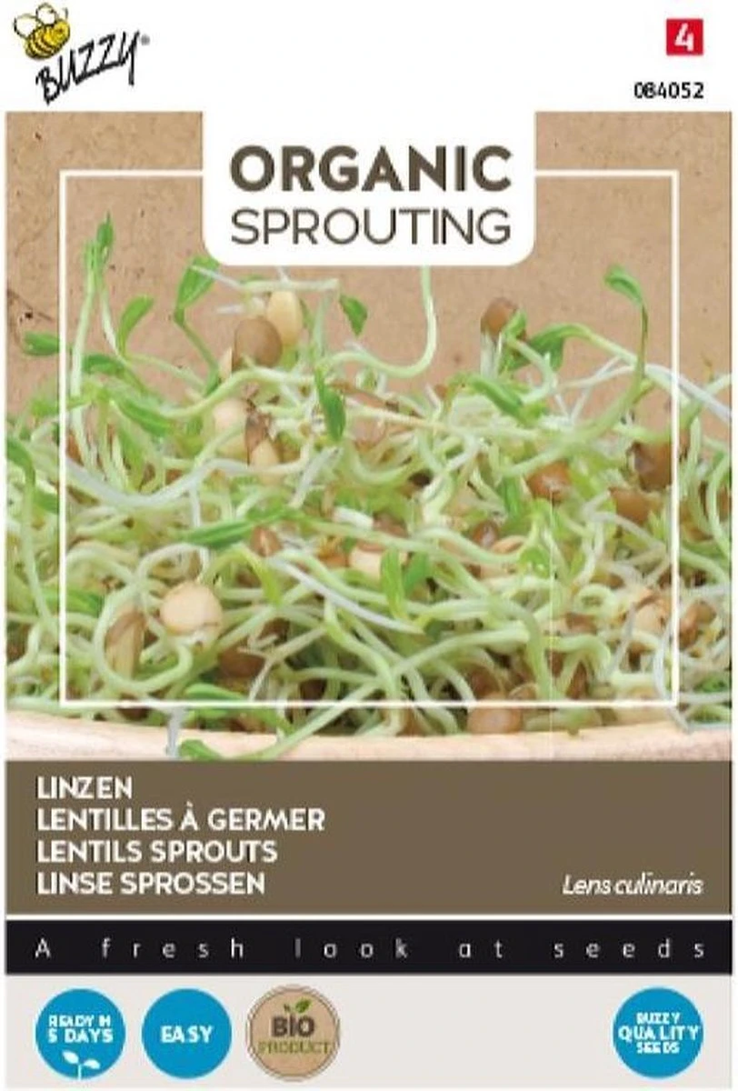 Buzzy Zaden - Kiemgroente Linzen BIO 30 Gram 1 Buzzy Zaden - Kiemgroente Linzen BIO 30 Gram